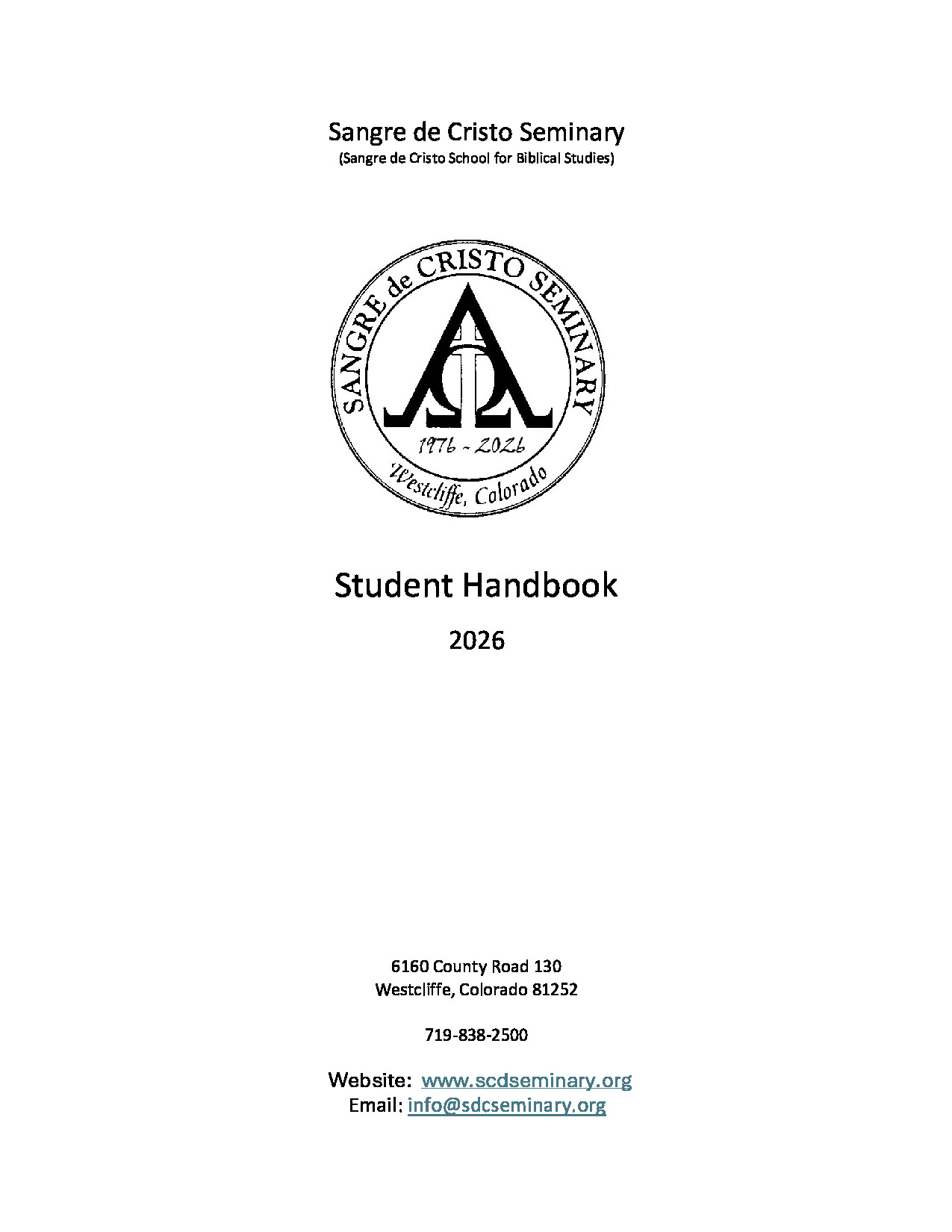 Student Handbook Cover 2026